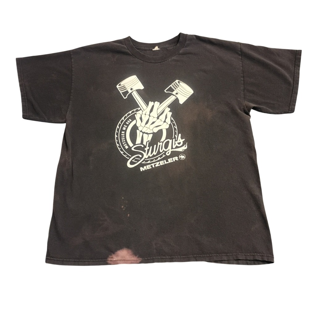 Alstyle Sturgis Metzeler T-Shirt Mens XL Black Biker Graphic Distressed Rally